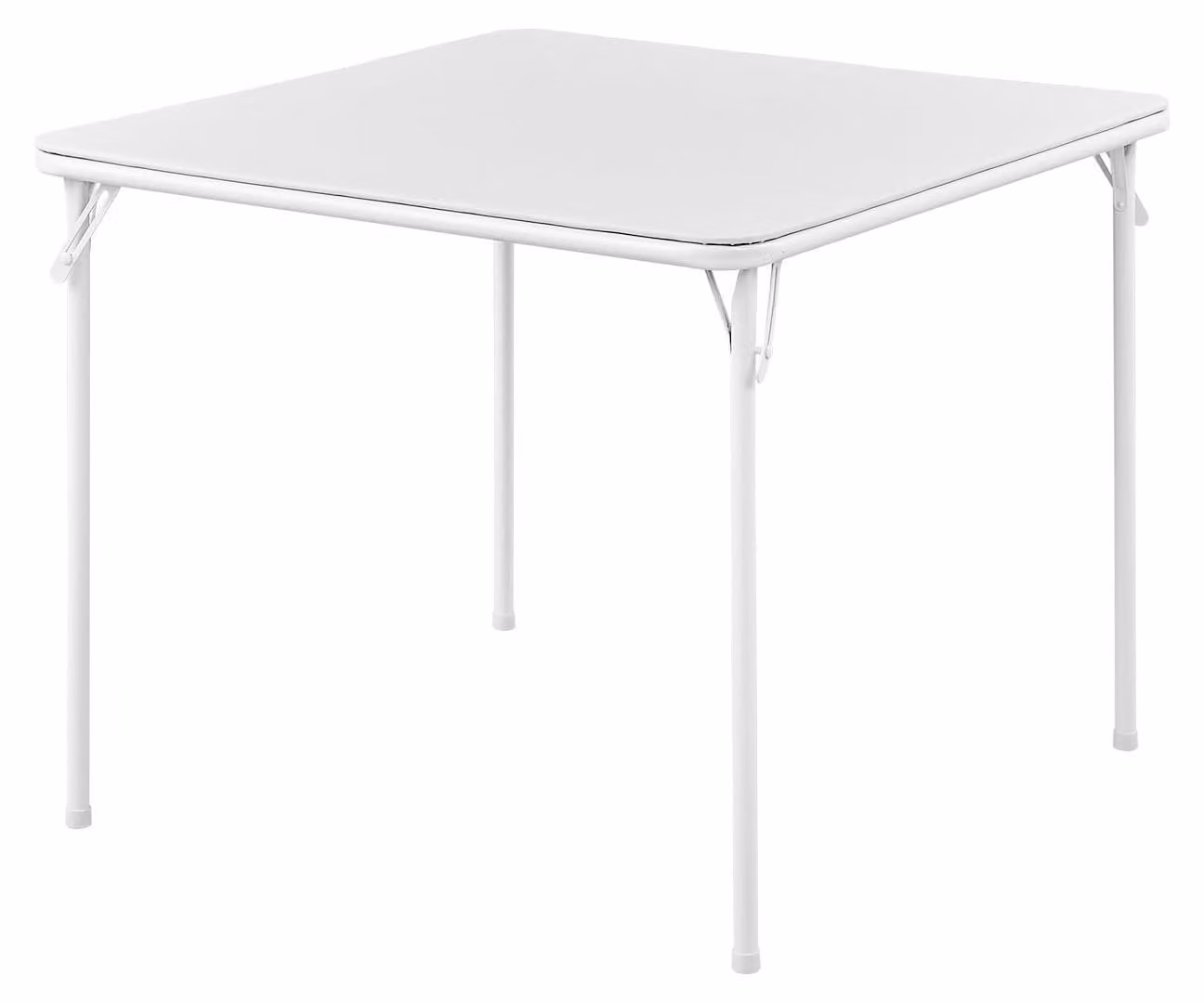 Tavolino pieghevole quadrato, 85 cm, vinile bianco, gambe pieghevoli