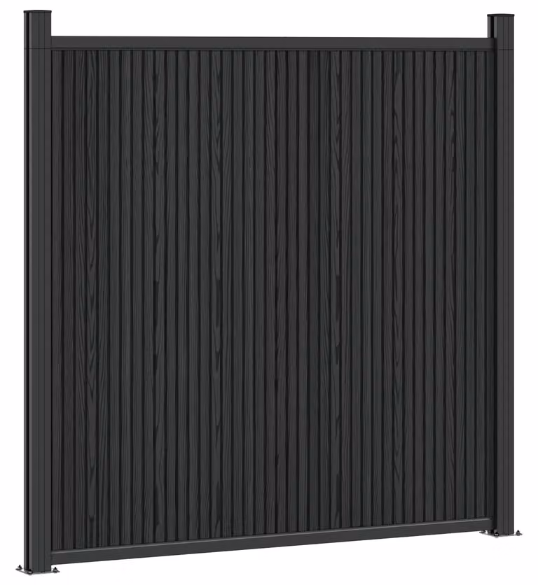 Pannello di Recinzione WPC e Alluminio Nero