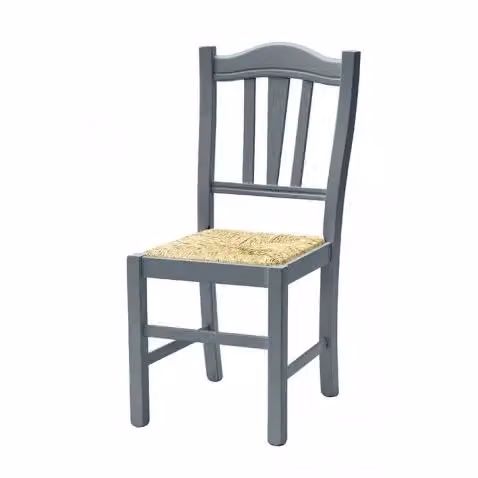 Set di 2 sedie country in legno di faggio grigio con seduta in paglia MOBILI 2G L/P/H: 43 x 48 x 95 cm – 2