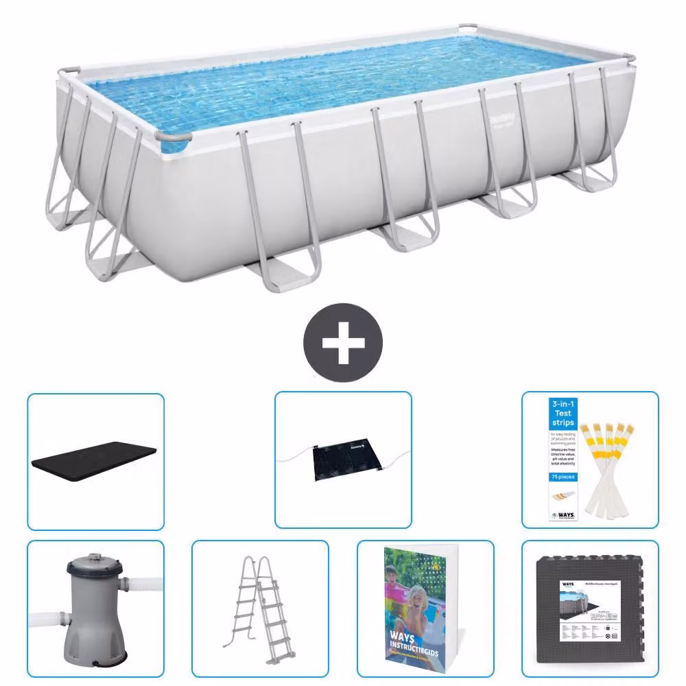 Bestway Power Steel, piscina rettangolare - 488x244x122 cm - composta da 6 parti, modello S543