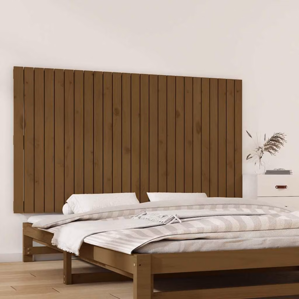 Testiera da parete vidaXL in legno massello di pino, colore marrone, L: 159,5 cm, P: 3 cm, H: 90 cm