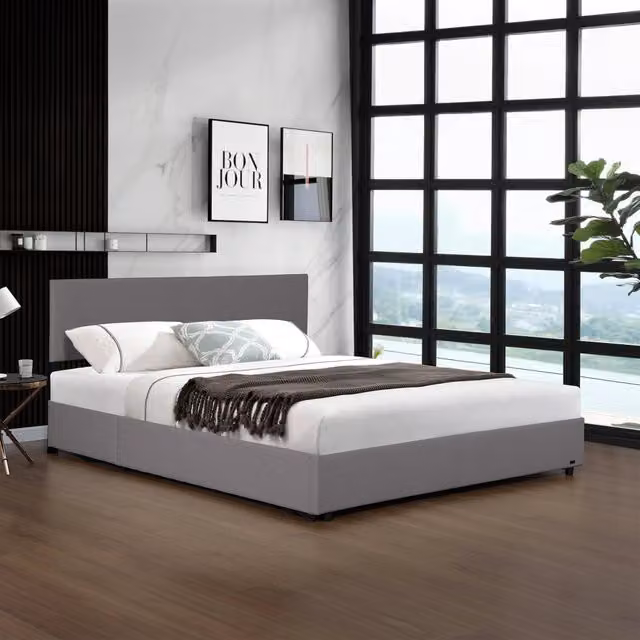 Letto Contenitore Matrimoniale Juva Corium con Apertura a Ribalta in Velluto a Coste Grigio L/P: 160 x 200 cm