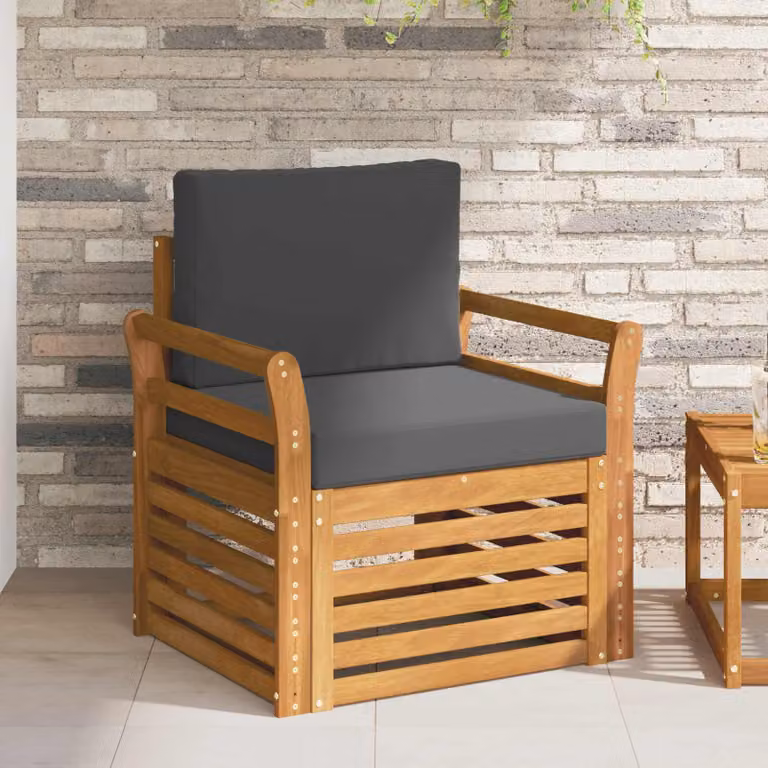 Set di divani da esterno vidaXL in legno di acacia massello con cuscini inclusi, moderno, antracite, marrone o grigio