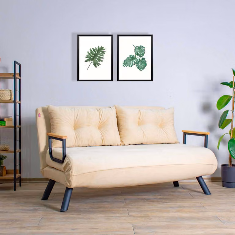 Hanah Home, Sando- FTN1275, crema, divano letto, struttura: 100% metallo