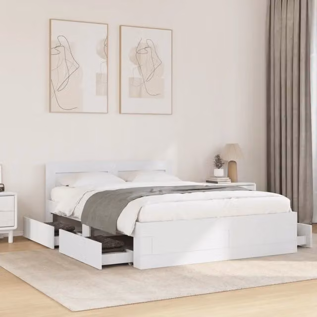Giroletto con Testiera senza Materasso-Struttura Letto Bianco 140x200 cm 448097