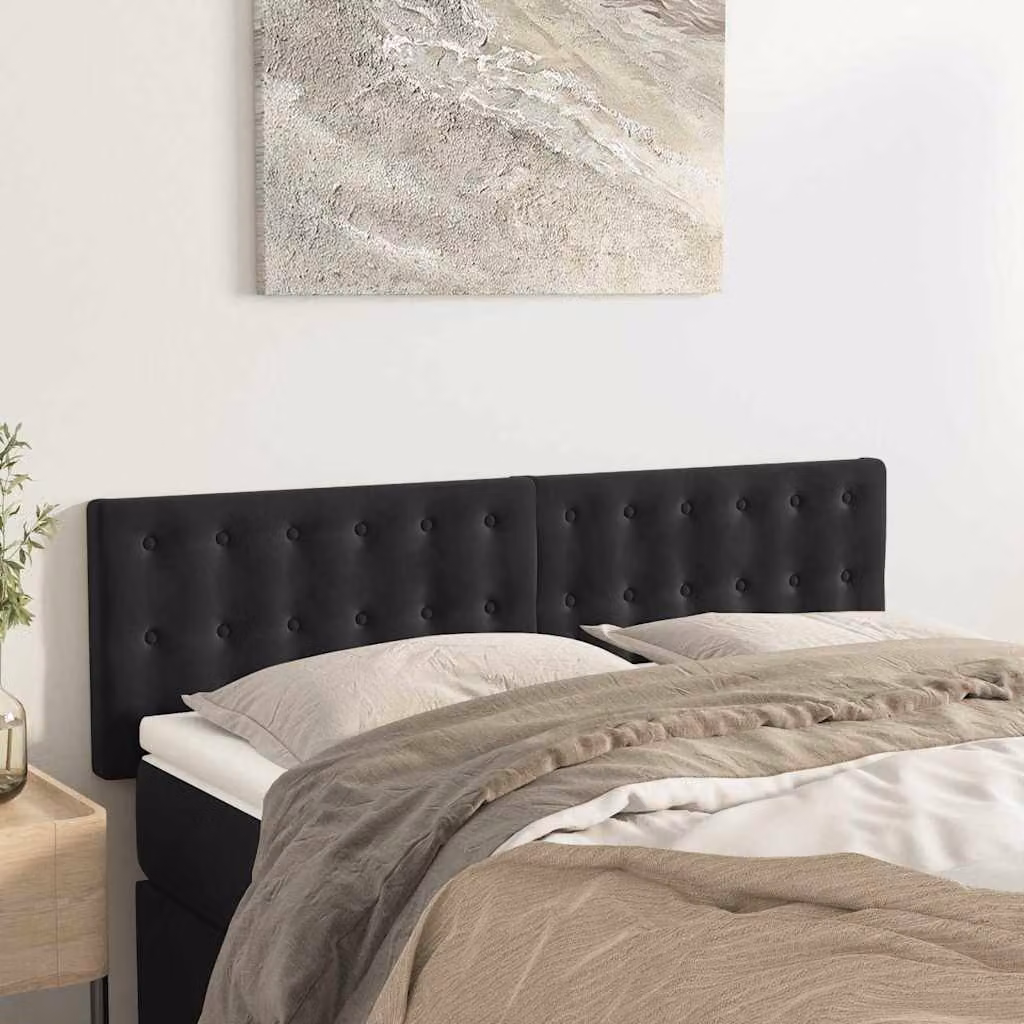 Testiera per letto vidaXL in velluto nero con struttura imbottita L: 144 cm, P: 5 cm, H: 78-88 cm