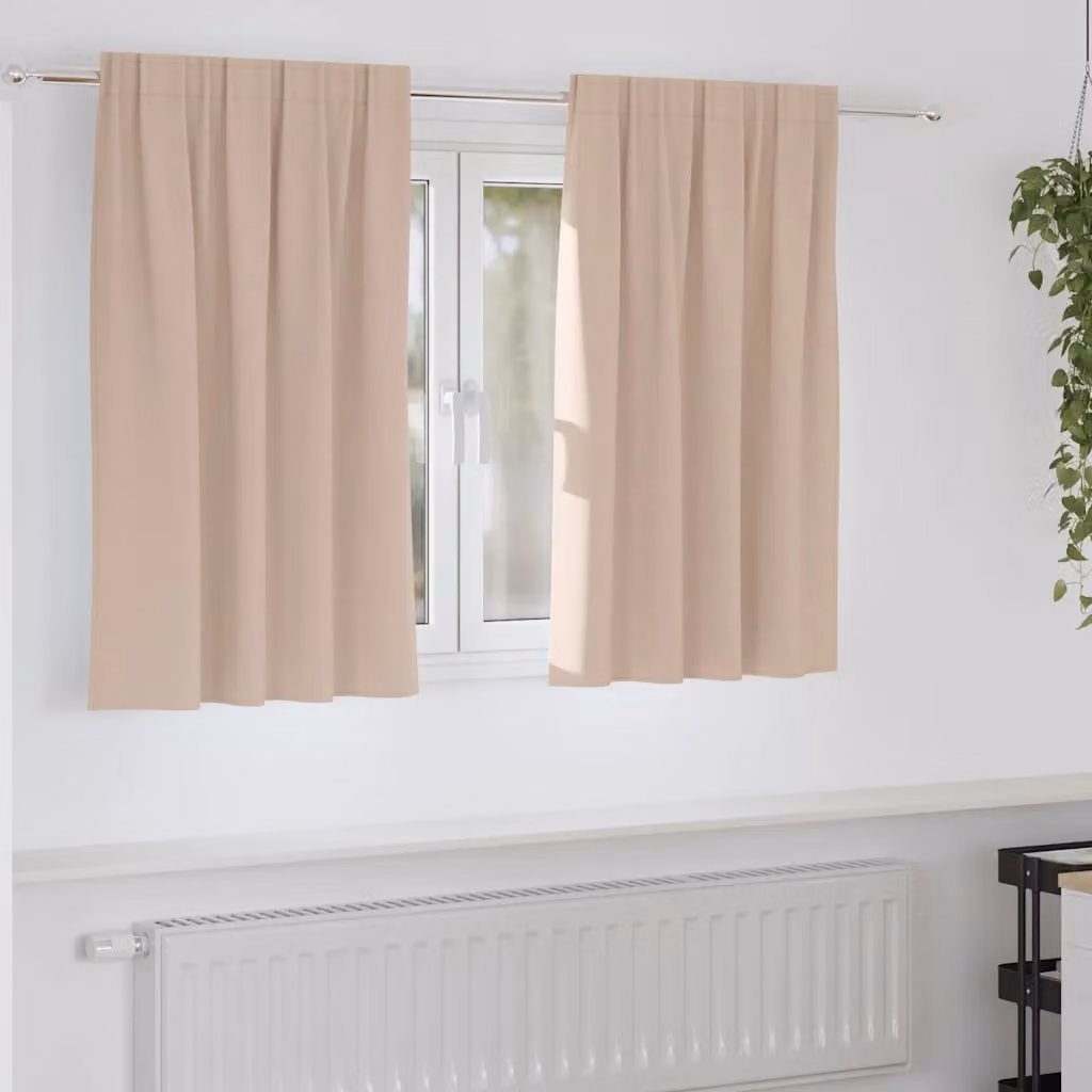 Set di 2 tende blackout vidaXL con anelli in poliestere, colore tortora, L 140 cm x H 140 cm