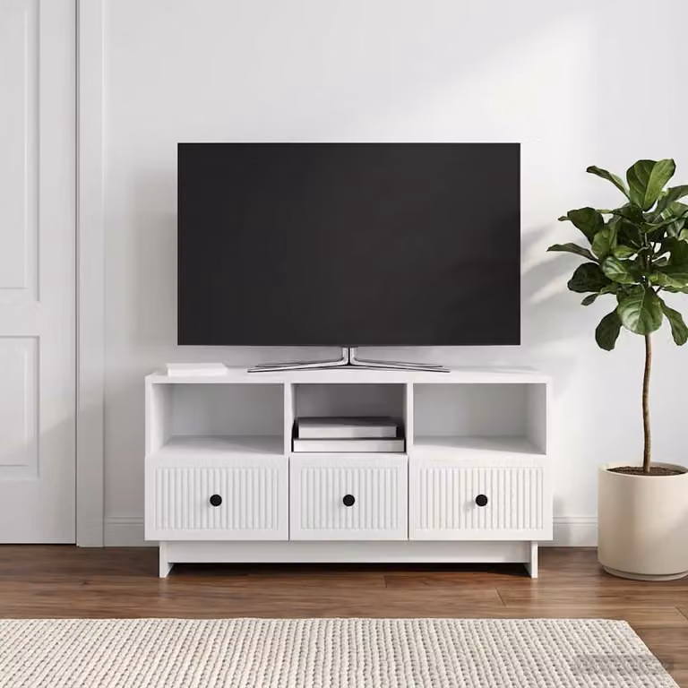 Mobile TV moderno vidaXL Bianco in legno ingegnerizzato L 102 cm x P 34,5 cm x H 50 cm