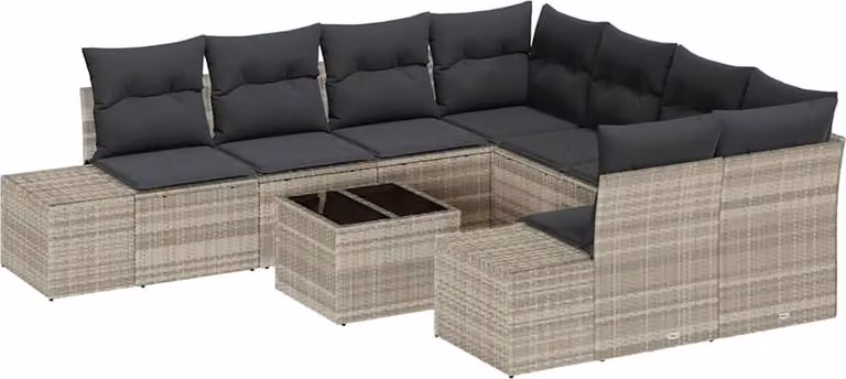 Set Divano da Giardino 9 pcs Grigio chiaro e grigio scuro