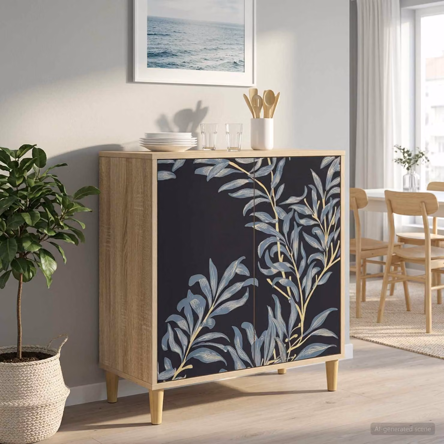 Credenza moderna vidaXL DOKKUM in legno ingegnerizzato color Sonoma, L: 69 cm, P: 33 cm, H: 75 cm