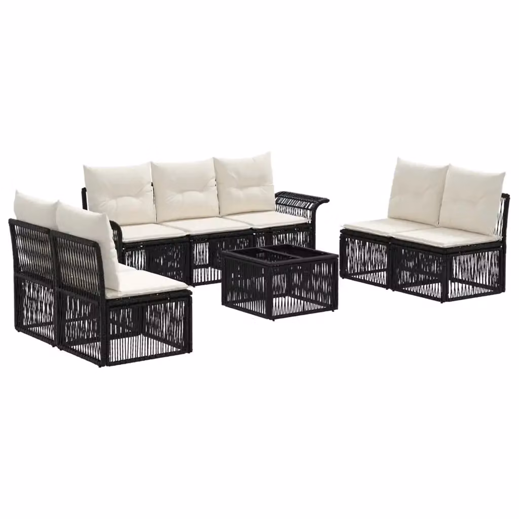 Set da giardino vidaXL composto da 8 pezzi con divano a 3 posti, tavolino da caffè e cuscini in colore nero – 2