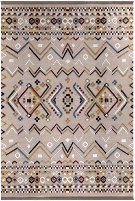 Tappeto antiscivolo EFFEZ con decori etnici e astratti multicolor beige L: 160 cm, P: 230 cm