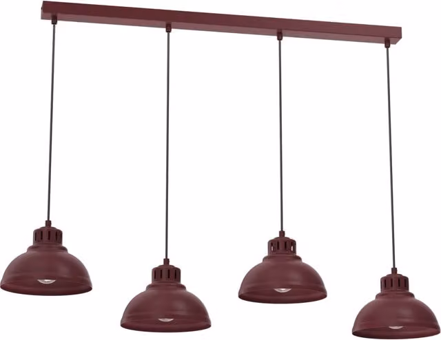Lampada sospesa moderna Sven Luminex in metallo rosso con 4 x E27