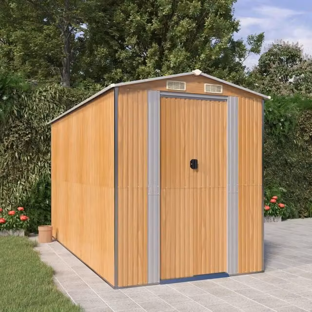 Capanno Giardino Marrone Chiaro 192x357x223cm Acciaio Zincato 3147473