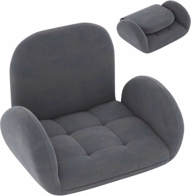 Sedia da gaming pieghevole da pavimento 88-60 x 72 x 40-57 cm comfort ottimale design moderno in tessuto scamosciato grigio 20_0011154