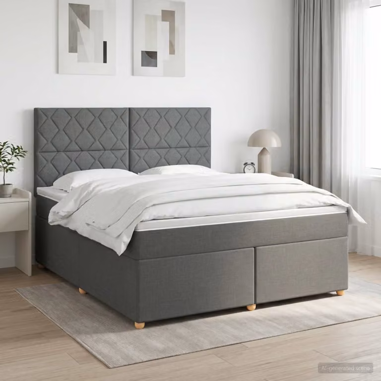 Letto box spring ibrido vidaXL con materasso a molle insacchettate Grigio e Bianco L/P: 160 x 200 cm