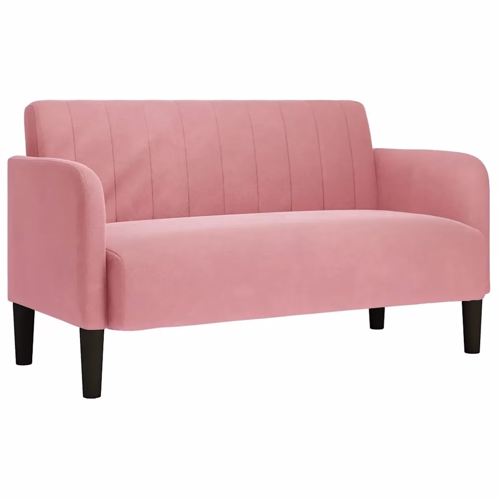 Divanetto moderno vidaXL in velluto rosa, L: 124 cm, P: 74 cm, H: 68 cm – 2