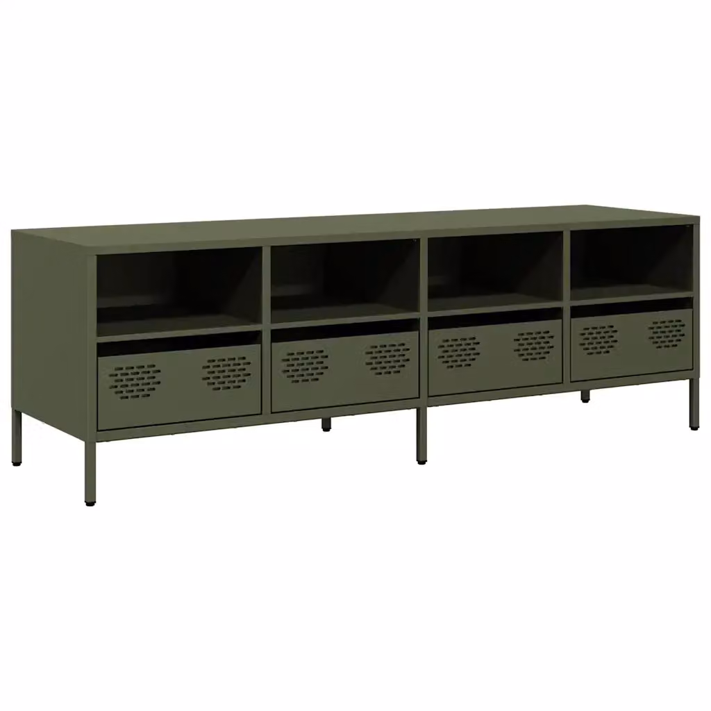 Mobile TV vidaXL in metallo verde, stile industriale, L: 135 cm, P: 39 cm, H: 43,5 cm – 2