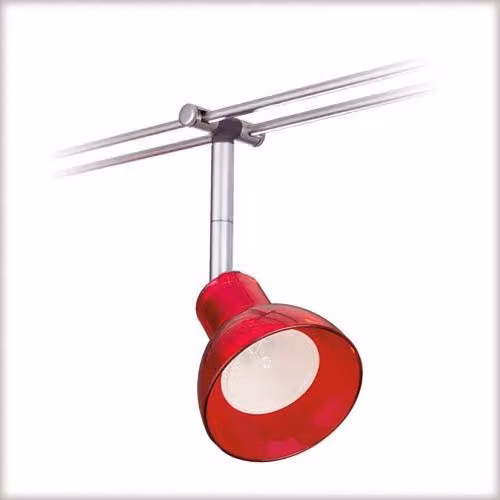 4 Faretti a binario Paulmann Chili, colore rosso peperoncino, 35W, vetro cromato, attacco GU5,3, luce bianco caldo