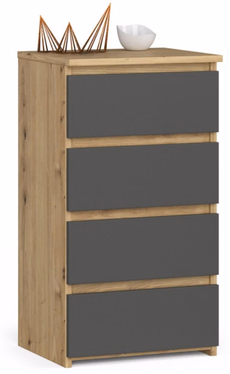 Comò a 4 cassetti Comò con organizer Comò a cassetti, larghezza 40 cm, altezza 74 cm | Artisan rovere grigio Credenza alta Credenza Credenza stretta