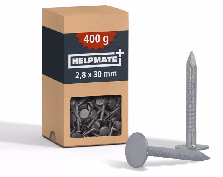 HELPMATE – Chiodi per guaina bituminosa, 2,8 x 30 mm, zincati a caldo – 400 g