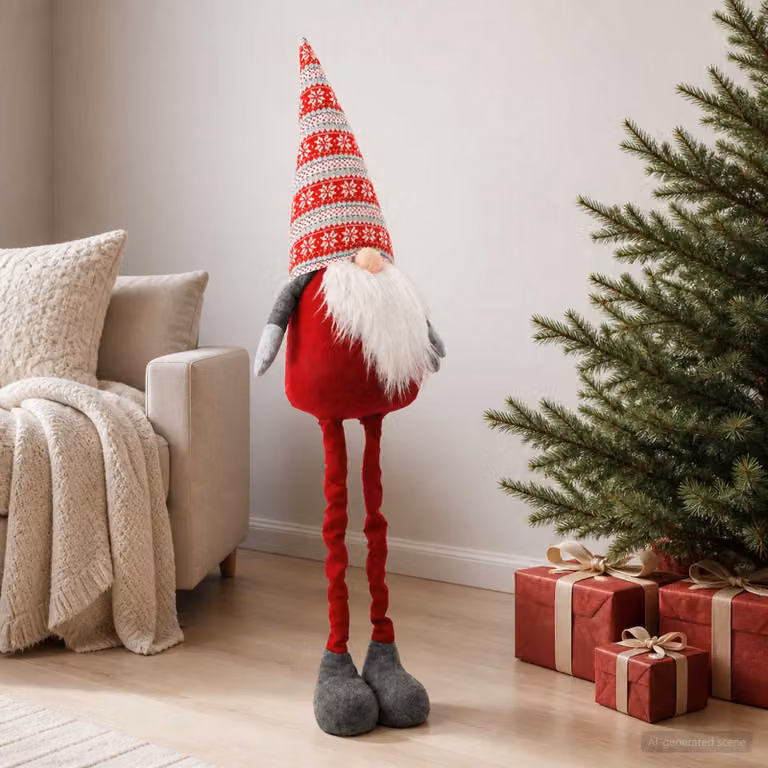 vidaXL Gnomo di Natale con gambe allungabili Rosso 130 cm Poliestere
