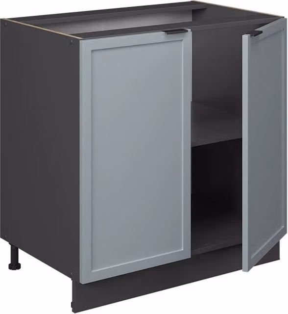 Mobiletto base cucina Fame-Line Blu-grigio chiaro/Antracite 80 cm piano di lavoro Rovere dorato Vicco