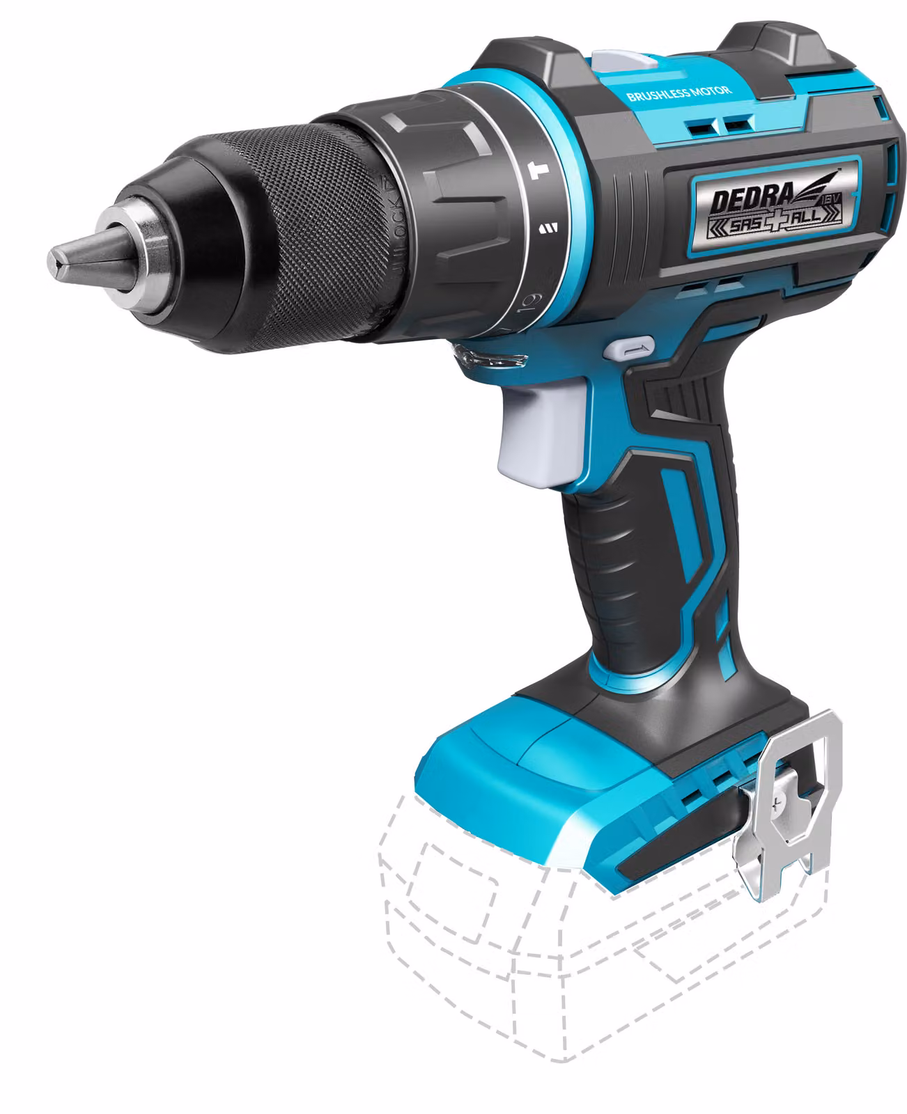 Trapano A Batteria, Avvitatore 18V, Dedra Sas+All Ded7142 50Nm, 13Mm Con Percussione, Brushless