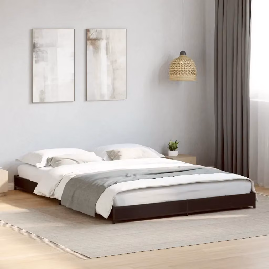 Letto matrimoniale Design In nero in legno e metallo L 138 cm x P 190 cm – 2