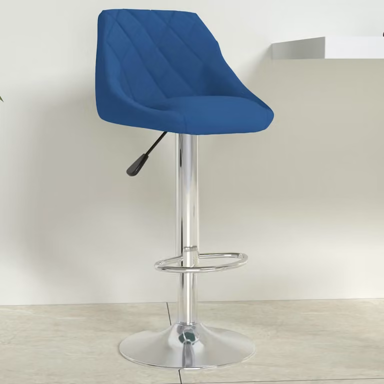 vidaXL Sgabello da Bar Moderno in Velluto Blu con Struttura in Metallo e Plastica, H: 103 cm, L: 44 cm, P: 44 cm