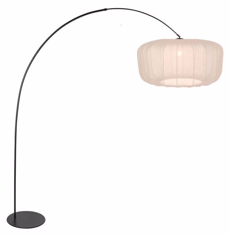 Lampada da terra - beige nero - Curve - metallo tessile - lampada ad arco - E27 - 4520ZW - Anne Lighting