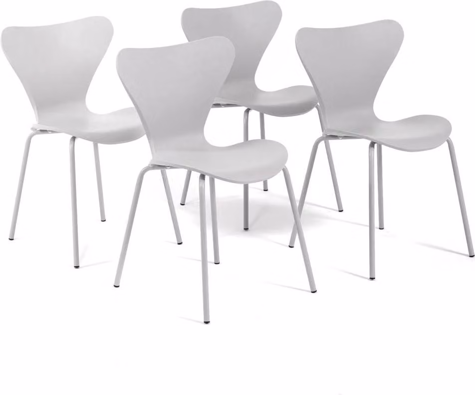 set di 4 sedie per interni con scocca in resina rinforzata con fibra di vetro e gambe in metallo, design moderno ed elegante con finitura effetto legno - robuste, resistenti e ideali per cucine,da pranzo, bar e ristoranti - NINA - Grigio chiaro
