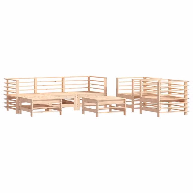 Set Salotto da Giardino 7 pz in Legno Massello di Pino