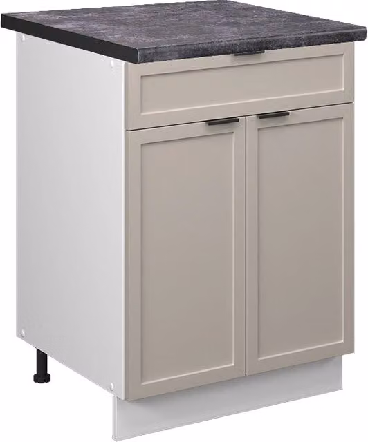 Mobiletto base per cucina Fame-Line GrigioBeige/Bianco 60 cm con cassetto, PL Antracite Vicco
