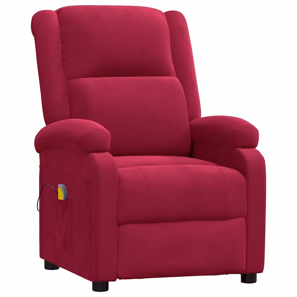 Poltrona Relax Recliner vidaXL in Velluto Rosso con Braccioli e Supporto Integrato – 2