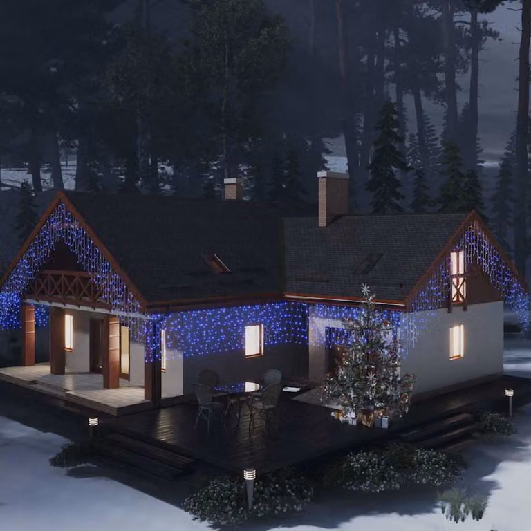 vidaXL Luci a Ghiacciolo a LED Blu, 400 LED, Lunghezza: 10 m