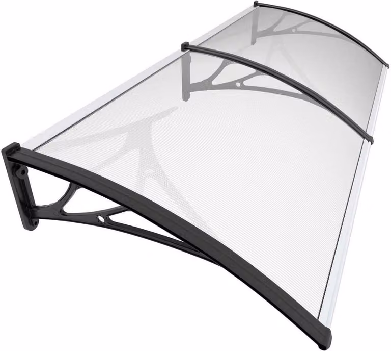 VOUNOT® Pensilina per porta d'ingresso, 200 x 80 cm Pensilina trasparente ad arco, nera