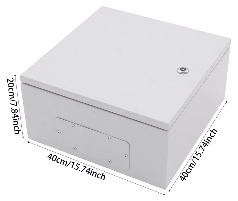 Quadro di distribuzione elettrica esterno - Quadro di distribuzione da parete - 40x40x20 cm - Lamiera d'acciaio - Grado di protezione IP65 (resistente all'acqua) - Grado di protezione IK08 (resistente agli urti) - Con serratura - Grigio
