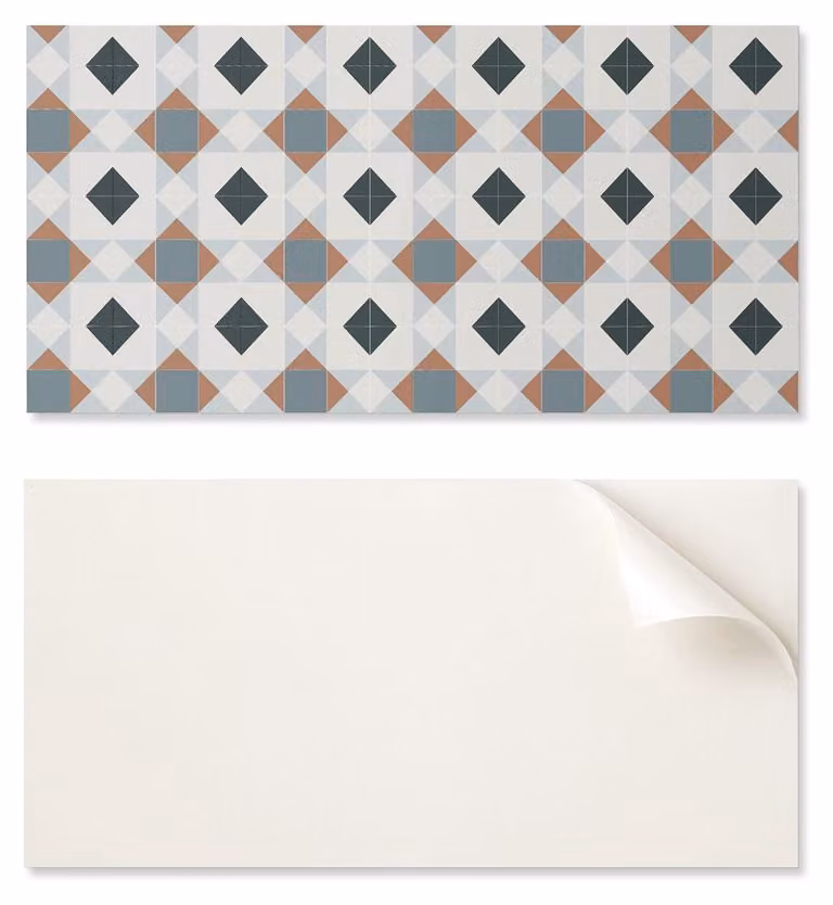 Pannello decorativo in vinile autoadesivo, dimensioni 100 x 50 cm, con motivo geometrico a piastrelle