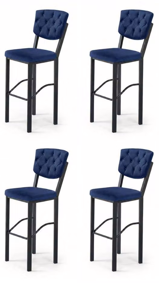 4 sedie, stile moderno, colore arancione e blu, imbottite, confortevoli, nuove, versatili