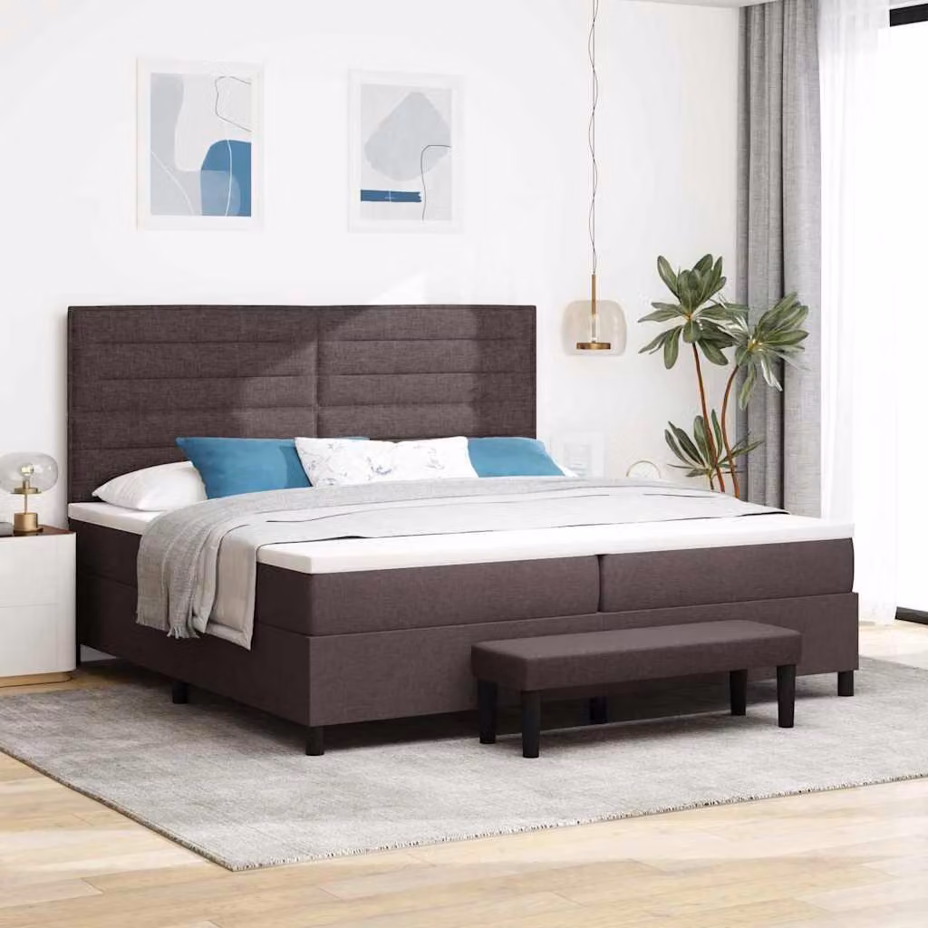Maison Exclusive - Letto boxspring con materasso marrone scuro 200 x 200 cm Tessuto