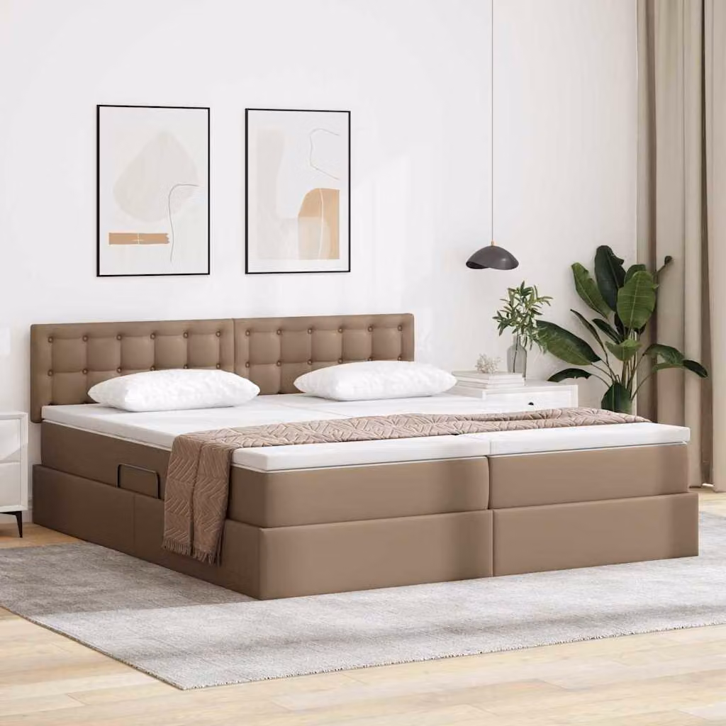 Letto con contenitore vidaXL in pelle sintetica beige L: 180 cm, P: 200 cm, H: 140 cm – 1