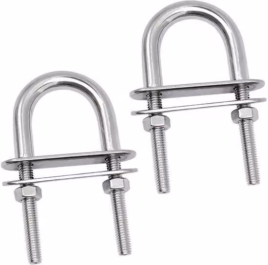 Barre di giunzione a U in acciaio inossidabile M6 con piastre di smorzamento - Set da 2 - 6 x 43 x 80 mm
