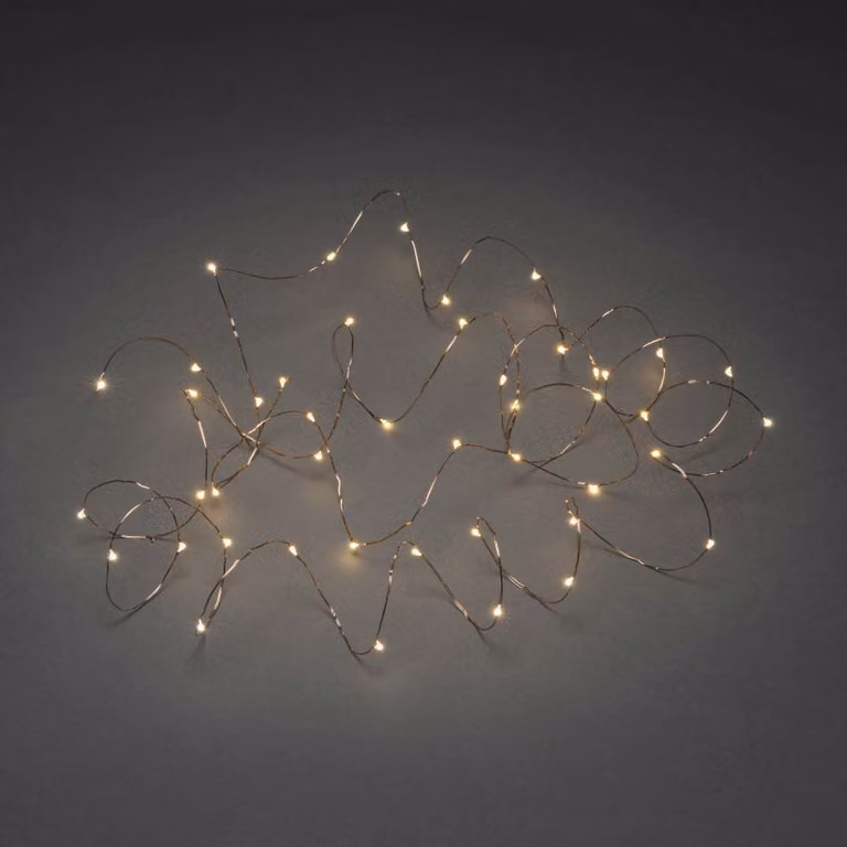 Catena luminosa a LED a goccia 100 diodi color ambra filo color rame