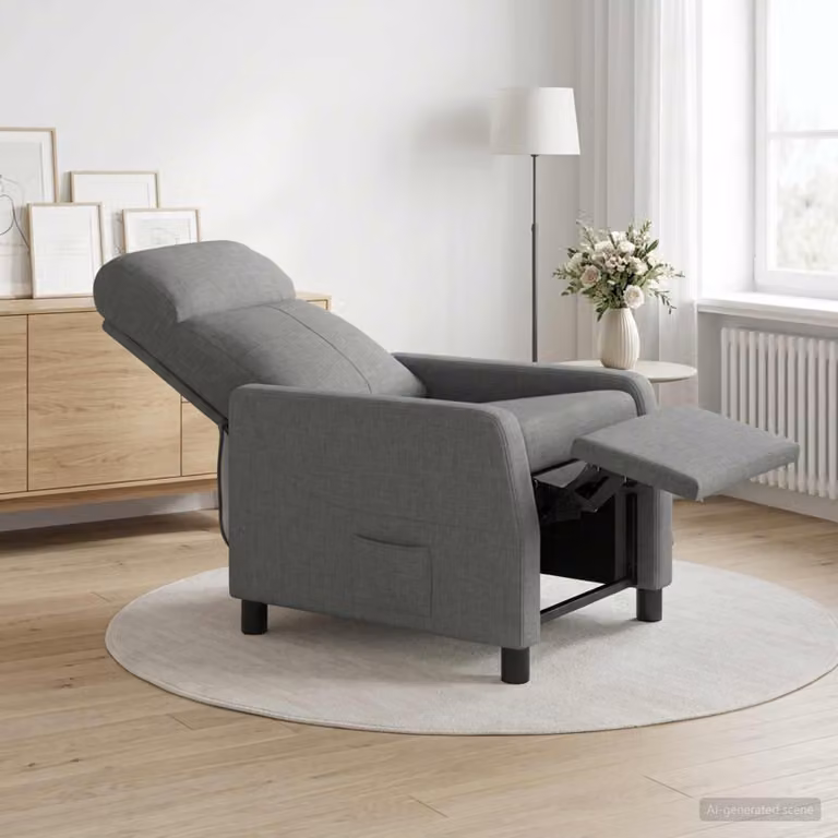 Poltrona reclinabile relax vidaXL in tessuto grigio con braccioli e design moderno
