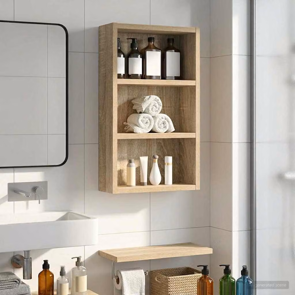 Armadio da bagno a muro vidaXL in legno Rovere Sonoma, L 30 cm x P 10 cm x H 50 cm