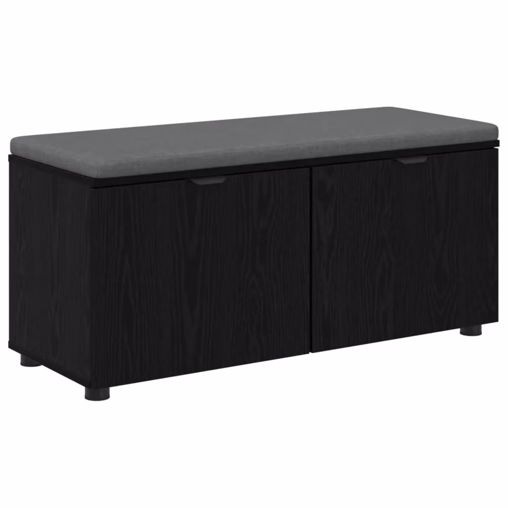 Panca per ingresso con porta scarpe vidaXL in nero con cuscino in tessuto L: 100 cm, P: 38 cm, H: 46 cm – 2