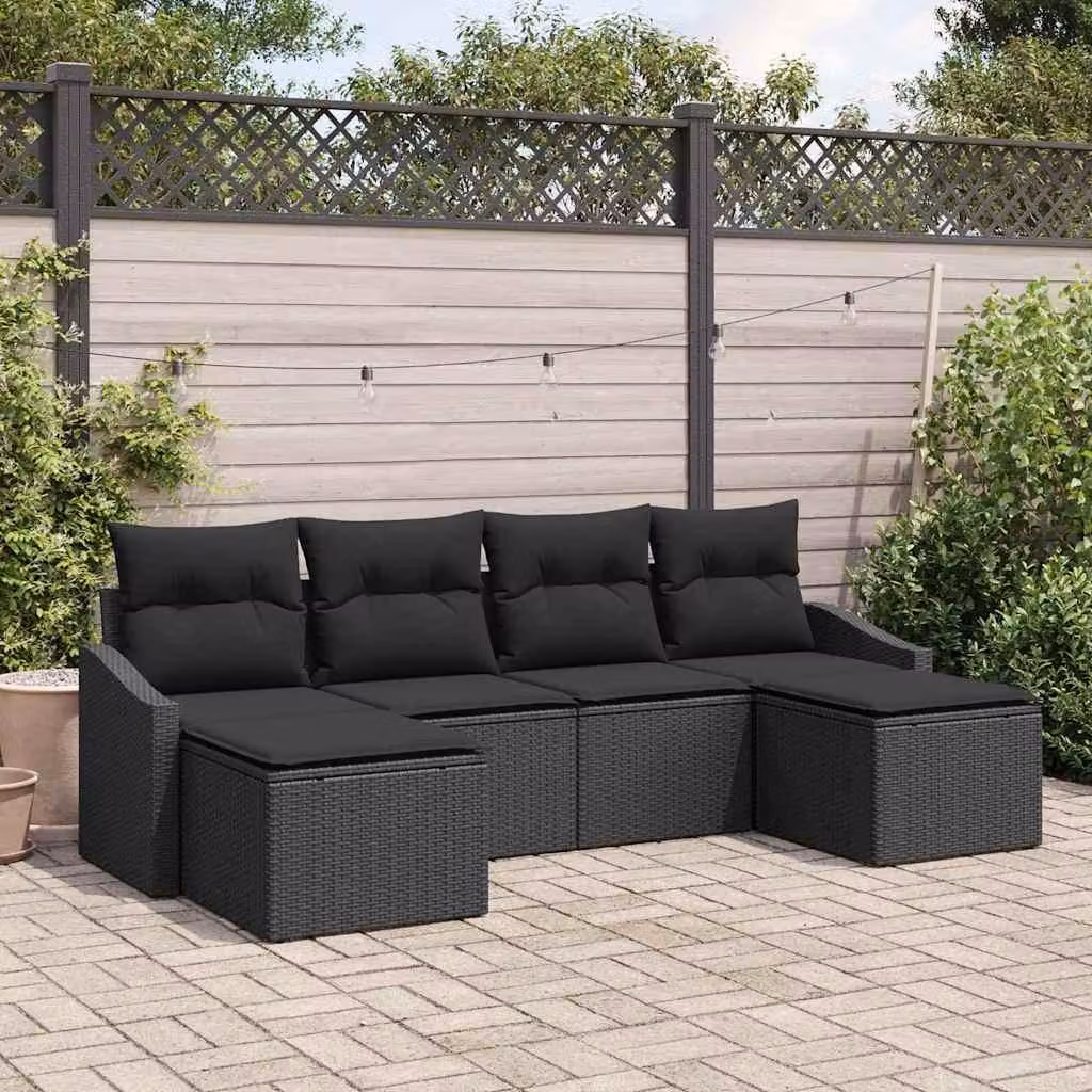 Maison Exclusive - Set da giardino per 6 persone, colore nero, realizzato in rattan sintetico