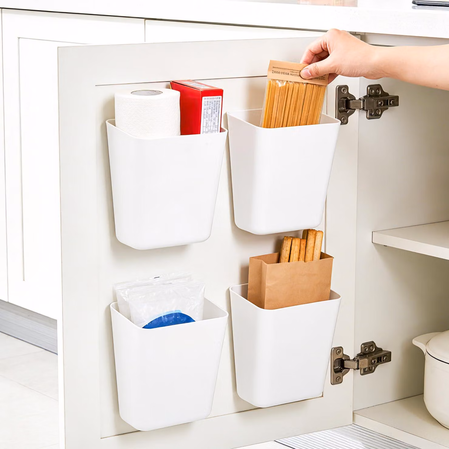 4 organizer per la cucina, contenitori adesivi per piccoli oggetti