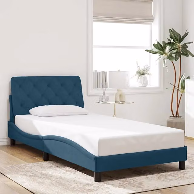 Struttura Letto Design Mania in Velluto Blu L 100 x P 200 cm